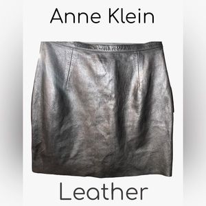 Anne Klein Genuine Leather Mini Skirt